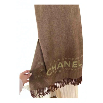 Pre-owned Chanel Brown Cashmere Scarf ModeSens