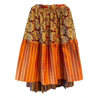 Pre-owned Christian Lacroix Orange Silk Skirt
