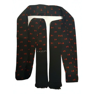 Pre-owned Lanvin Silk Scarf In Black