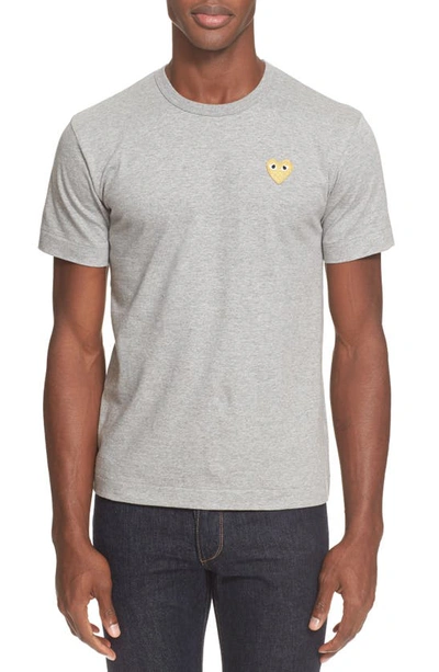 Comme Des Garçons Play Embroidered Heart Logo T-shirt, Size X-large In Top Grey 3dnu