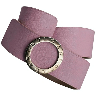 Pre-owned Bvlgari Leather Belt In Pink