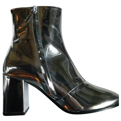 Pre-owned Balenciaga Patent Leather Ankle Boots In Silver