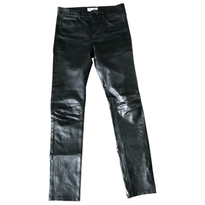 Pre-owned Saint Laurent Leather Slim Pants In Black