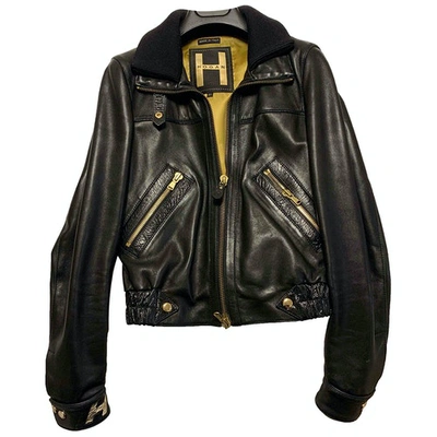 Pre-owned Hogan Leather Peacoat In Black