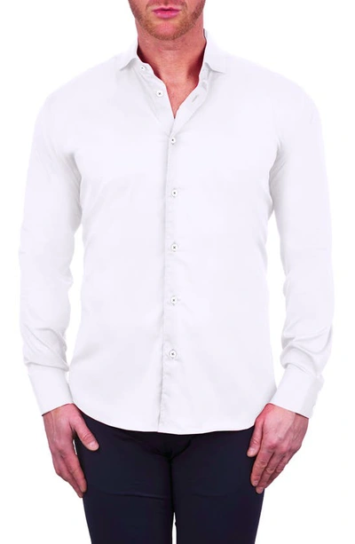 Maceoo Einstein Stretch Cotton-blend Button-up Shirt In White