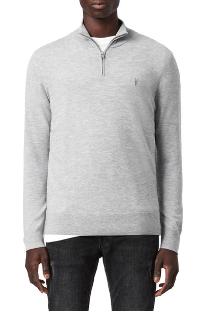 Allsaints Kilburn Wool Blend Half-zip Pullover In Grey Marl