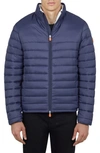 Save The Duck Faux Shearling Lined Puffer Jacket In Navy Blue