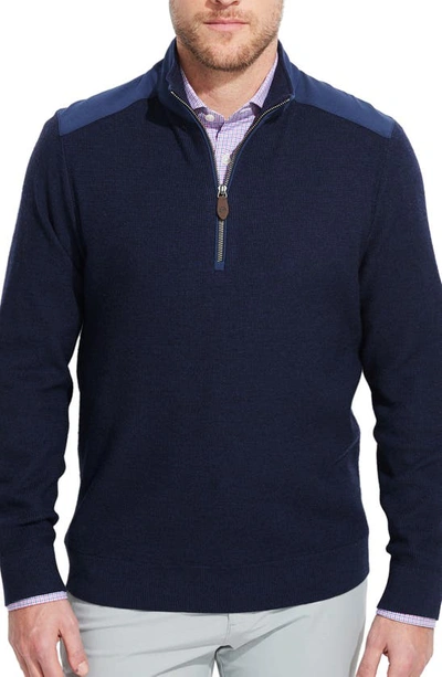 Vineyard Vines X Jim Nantz Grant Merino Wool Half Zip Pullover In Blue Blazer