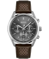 Hugo Boss Chronograph Watch With Perforated Brown Leather Strap In Assorted-pre-pack