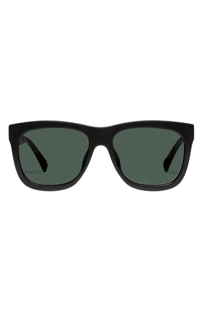 Le Specs High Hopes 58mm Rectangular Sunglasses In Matte Black/ Khaki