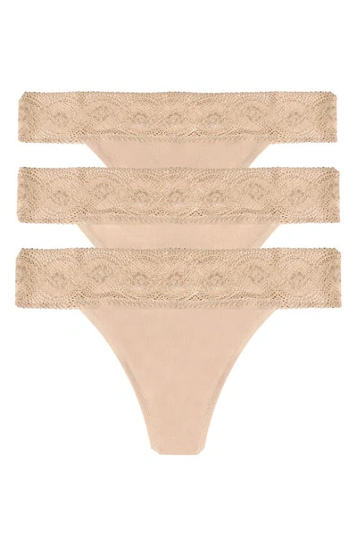 Skarlett Blue Petal 3-pack Cotton Thongs In Nocolor