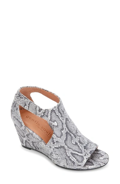 Gentle Souls By Kenneth Cole Gentle Souls Signature Lunette Wedge Sandal In Pewter