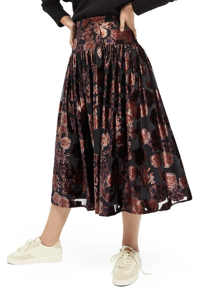 Scotch & Soda Floral Velvet Burnout Skirt In Combo A