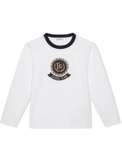 Dolce & Gabbana Kids' Dg School Team T-shirt In White