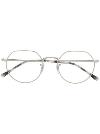 Ray Ban Clear-lens Round-frame Glasses In Silver