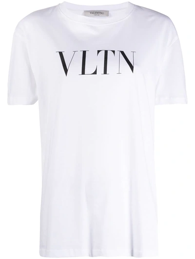 Valentino Logo Print T-shirt In Weiss