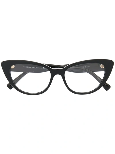 Versace Medusa Embellished Square-frame Glasses In Schwarz