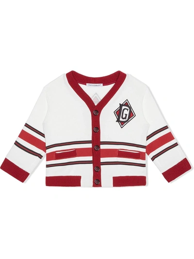 Dolce & Gabbana Babies' Jersey Cardigan With Dna Print In White