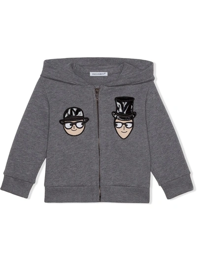Dolce & Gabbana Babies' Dg Family Hat Hoodie In Grey