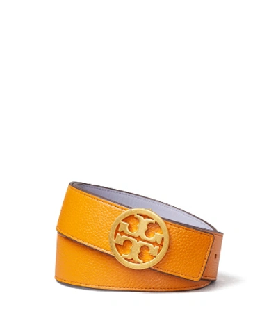 Tory Burch 3,8 Cm Breiter Wendegürtel Mit Doppel-t In Squash / Cloud Blue / Gold