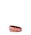 Tory Burch 1" Reversible Double T Belt In Pink Magnolia/port/gold