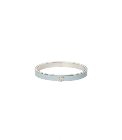 Tory Burch Kira Enameled Slim Bracelet In Tory Silver / Floral Blue