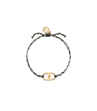 Tory Burch Embrace Ambition Braided Bracelet In Tory Gold / Black Multi