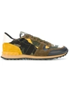 Valentino Garavani Rockrunner Camouflage Suede And Leather Trainers In Brown