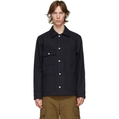 Naked And Famous Canvas Chore Coat In Indigo