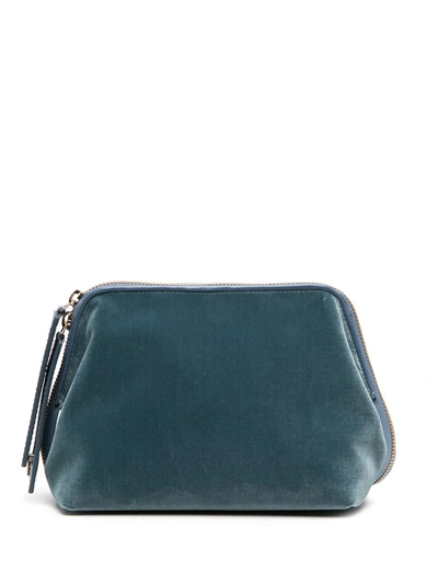 L'autre Chose Small Velvet Clutch Bag In Blue