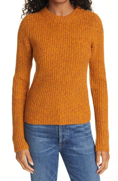 Rodebjer Talena Cutout Marled Ribbed Merino Wool Sweater In 3513 Sharp Orange