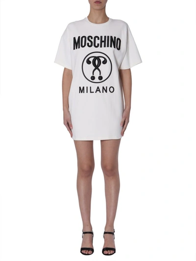 Moschino T-shirt Dress With Logo In White