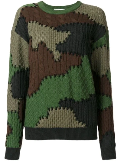 Moschino Printed Jacquard-knit Wool Sweater In Multi