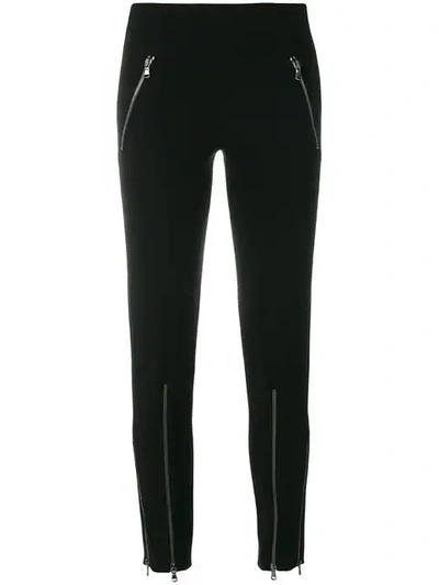 Moschino Jersey Cropped Zip Pants In Black