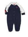 Ralph Lauren Baby Boy's Cotton Shawl-collar Footie In French Navy