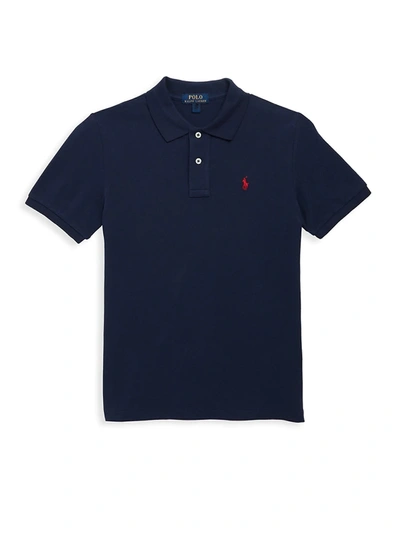Polo Ralph Lauren Kids' Boy's Short-sleeve Logo Embroidery Polo Shirt In French Navy