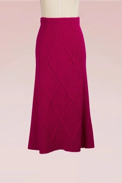 Kenzo Textured Wool Midi Skirt In Fuchsia