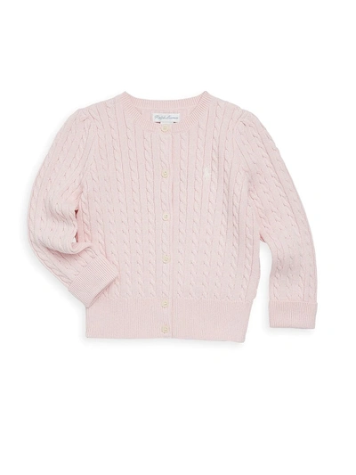 Ralph Lauren Baby Girl's Cable-knit Cotton Cardigan In Hint Of Pink