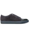 Lanvin Cap-toe Suede And Patent-leather Sneakers In Blue