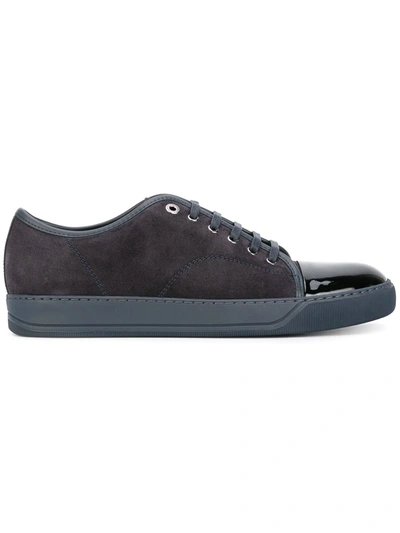 Lanvin Cap-toe Suede And Patent-leather Sneakers In Blue