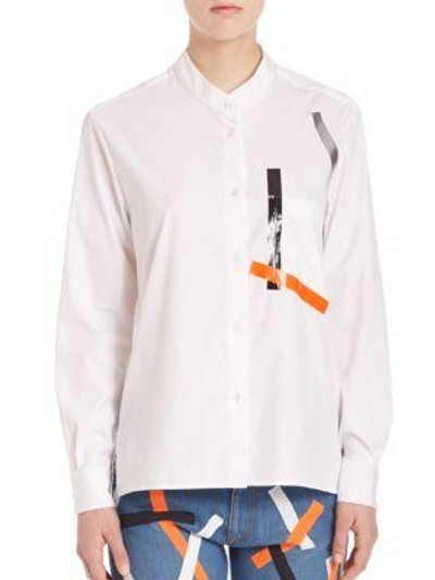 Christopher Kane Tape-detail Collared Shirt In White