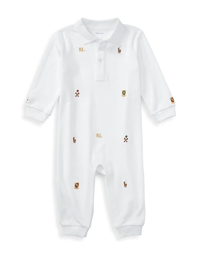 Ralph Lauren Baby Boy's Embroidered Cotton Coverall In White