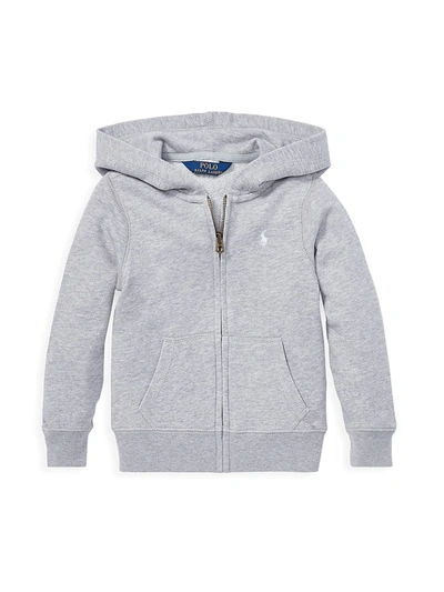 Ralph Lauren Kids' Little Girl's & Girl's Drapey Terry Zip-front Hoodie In Light Grey