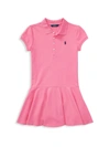 Polo Ralph Lauren Kids' Logo-embroidered Cotton-blend Polo Dress 7-11 Years In Pink