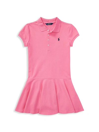 Ralph Lauren Kids' Logo-embroidered Cotton-blend Polo Dress 7-11 Years In Baja Pink