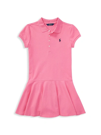 Polo Ralph Lauren Kids' Logo-embroidered Cotton-blend Polo Dress 7-11 Years In Pink