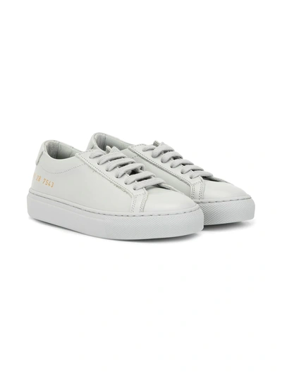Common Projects Little Kid's & Kid's Original Achilles Leather Low-top Sneakers In Grey