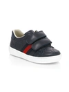 Gucci Baby's & Toddler's Web-trim Leather Sneakers In Blue