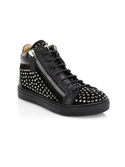 Giuseppe Zanotti Kids' Little Girl's & Girl's Rhinestone High-top Sneakers In Black