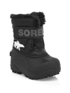 Sorel Baby's & Little Kid's Snow Commander Faux Fur-lined Waterproof Boots In Black Charcoal